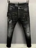 Klassieke mode dsq jeans hiphop rock moto heren casual ontwerp gescheurde jeans verontruste slanke denim DSQ2 COOLGUY JEANS 9865 zwart