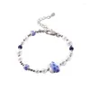 Pulseras de encanto Flor de cerámica Perlas Perlas para mujeres Elegante Dulce Azul y Blanco Pulsera de porcelana Joyería de moda Regalo Niñas