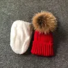 Cappelli con palline in vera pelliccia di procione per bambini, berretto invernale in velluto per bambini, ragazzo, ragazza, caldo, pon pon di pelliccia, cappello da sci, cappello con pompon di pelliccia 240108