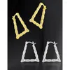 Hoop Earrings Selling S925 Sterling Silver Triangular Bamboo Bone Texture For Women Party Luxury Fashion Jewelry
