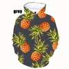 Autumn Winter Fashion 3D Pineapple Print Bluie Mężczyźni i kobiety Uniwersalna bluzka para bluza z kapturem swobodne wygodne bluzę z kapturem męskie topy 240109