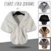 Vrouwen Bruidssjaal Bruiloft Cape Warm Pluche Elegant Winter Nepbont Lange Stola Wrap Schouderophalen Sjaal Voor Avondfeest Decor 240108