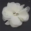 Hårtillbehör 120st 2,5 "Stylish Rhinestone Pearl Chiffon Flower for Baby Girl Pannband Klipp Barefoot SandalSrompers Sying