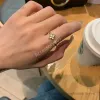 Designer smycken ringer kvinnors designer ring fashionabla charm fyra bladblommor vigselring lyx kristall 18k guld ring gåva