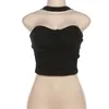 Débardeurs pour femmes 3D Flower Halter Corset Tops Style japonais des années 2000 Y2K Gilet Coqueclothes Sexy Tank Tube Top Camisas Blanc et Noir Couleur