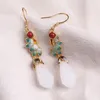 Dangle Earrings Charm Antique Gold Craft Cloisonne Rchids Flower Natural An Jade Earings For Women Vintage Chinese Eardrop Various Of