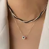 Pendentifs 925 collier en argent Sterling coeur amour Cube noir émail Punk géométrique pour femmes fille bijoux cadeau goutte en gros