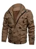 Effen Dikke Rits Cargo Jassen Voor Mannen Stand Kraag Muti Pocket Lange Mouw Heren Kleding Herfst Winter Warme Overjassen man 240108