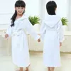 Girl Summer Cotton Bathrobe Waffle Hooded Children Robe Boys Dressing Gown Kids Roupao After Spa Bath Swimming 240108