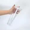 ABD Deposu Önde Delinlenmiş 24oz Akrilik Tumbler Kapak ve Pipetler Kar Globe Tumbler Çift Duvar Temizli Plastik Tumbler Delik Fiş Zz