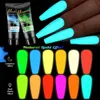 12pcs / set Extension Gel Nail Art Semi Permanent Acrylique Glitter Fluorescent Nude Coloré Construction Rapide Vernis Hybride UV Nails 240108