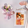 Fleurs décoratives Bouquets de fleurs tricotés Crochet Rose fini tissé Bouquet décor de fête de mariage cadeau de Saint-Valentin cadeaux de l'enseignant