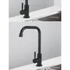 Kitchen Faucets European Main Sink Faucet 304 Stainless Steel Matte Black Single Cooling Basin Rotary