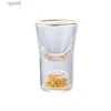 Vinglas 2023 Toppklass MANUAL CRYSTAL SHOT GLASS Byggt i Pure Gold Goldleaf Liquor Spirits Firewater Mini Wine Cups Wine Divider YQ240105