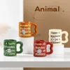 Canecas 400ml Criativo Animal Caneca Bonito Lembrança Café Café Café da Manhã Leite Beber Cerâmica Kawaii Casal Copo de Água Cozinha Drinkware YQ240109