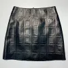高品質のデザイナーPUレザースカートファッションfレタープリントハイウエストヒップAラインスカート