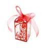 Bröllop Bithday Party Clear PVC presentförpackning med bandtryckt behandlar godis godis Apple Macaron Cake Square Boxar Christmas Gift FA2680670