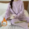 Herfst Winter Flanel Dames Pyjama Sets Leuk Patroon Gedrukt Nachtkleding Fluwelen Homewear Set Meisje Pijamas Mujer Pyjama 240108