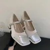 Sapatos de vestido 2024 primavera mulheres couro moda cor bloco design estilo coreano mary jane casual mocassins banquete e escritório desgaste