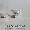 Stud Goldtutu 14K Solid Gold Crystal Kolki Mini minimalny prosty styl Gift Małe kolczyki dla kobiet biżuteria 230130272o