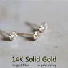 Stud GOLDtutu 14k Brinco de Cristal de Ouro Sólido Mini Delicado Mínimo Estilo Simples Presente Brincos Pequenos para Mulheres Jóias 230130272o