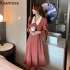 Casual Dresses Koamissa 2024 mode kvinnor långa ärmar klänning chic koreansk kontor lady vår höstkvinna alla matchar yttre vestidos