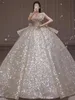 Custom Made Dubai Luxury a line Wedding Dresses sequined Plus Size Chapel Train Sweetheart vestido de novia Appliqued Bridal Wedding Gowns