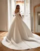 Milla Nova A Line Wedding Dresses for Bride Off Shoulder Satin Countries Wedding Dresses Backless Buttons Designer Bridal Gowns Sweep Train