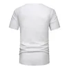 Мужские футболки # 4114 Летняя хлопково-льняная рубашка с коротким рукавом Мужская винтажная футболка с v-образным вырезом и пуговицами Тонкая однотонная мужская уличная одежда в стиле ретро