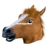 New Arrival Creepy Latex Horse Head Mask Plus Horse Feet Halloween Costume Theater Prop Brown270H