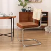 ONEVOG gestoffeerde bruin lederen stoelen, 2 stuks rotan dinerstoelen met rubberen houten achterframe en metalen chromen poten voor keuken, huis, club, wachtkamer (19 inch)