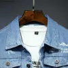 Men's Jackets EHMD Embroidered Patchwork Denim Jacket Slim Fit Slim Cotton Line Print Light Blue Shirt Pocket Decoration Wild Youth Scratch T240109