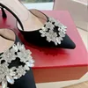 Sandal Single Shoes Rhinestone Square Buckle Bao Head Shoes Original Silk Womens Sandals Leather Sole Designer High Heels Diamond Decoration Banquet Wedding Shoes