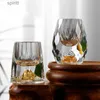 Vinglas 2 st/set Crystal Glass Cup Gold Foil Wine Cocktail Shot Whisky Vodka Beer Glasses High-End Drinkware Set Creative Bar Mug YQ240105