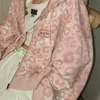 Pink Sweatshirts jacket women Leopard Print Y2K Harajuku Oversized Hoodies Preppy Style Vintage Zipper Cropped Top Cute Jackets 240109
