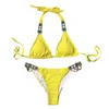 In bikini con strass Set bikini sexy con stringhe Costume da bagno brasiliano da donna da spiaggia Costume da bagno femminile Costume da bagno a due pezzi 240109