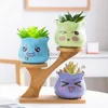 Planters Pots 1pc Mini chambre d'enfants décoration Vase dessin animé Pot de fleur mignon Expression jardinières coloré céramique jardin décor bonsaï Pots YQ240109