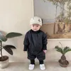 Детская минималистичная классическая зимняя хлопковая детская куртка, комплект из двух предметов для мальчиков и девочек, плюшевый комплект, детская уличная одежда