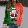 Women's Hoodies Night Before Christmas Women Clothes Print Long Sleeve Santa Round Neck Color Ladies Athletic Top