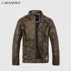 Jackor Caranfier Mens Leather Jackets Men Jacka Högkvalitativ klassisk motorcykelcykel Cowboy Coats Man Thick Coats Standard USA Size