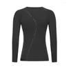 Yoga Outfits Long Sleeves Shirt Women Letter Print Sports Tops Breathable Fitness Workout Gym Wear Stretch Slimming Jogging Activewear