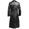 2024 MEN039S LÄDER FAUX MEN039S TYSK ALSIK WW2 Militär Uniform Officer Black Real Leather Trench Coat