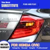 For Honda Civic LED Tail Light 12-13 Rear Lamp Brake Reverse Parking Running Lights Dynamic Streamer Turn Signal Taillight Assembly