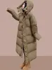 Trench da donna Inverno Rosa Parka lungo con cappuccio Cappotto spesso antivento caldo Abbigliamento da neve casual Capispalla imbottito in cotone