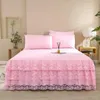 Bed Linen Cotton Sheet and Pillowcase Home Cover Lace Solid Color Bedspread for Couple Double King Queen Size Mattress 240109