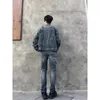 American Vintage gewaschene Jeansjacke für Herren und Damen, Frühling, lässig, übergroß, College-Cowboy-Mantel, Unisex, High Street Distress Outwear 240108