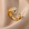 Bagues de cluster Zircon Unique Léopard Conception Bague D'ouverture Pour Femmes Hommes Cuivre Animal Mode Hyperbole Bête Bague Réglable Bijoux De Fête Cadeau YQ240109