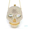 Designer- Black Handmade Skull Crystal Women Bolsas de noite Bolsas de Diamond Ladies Bolsa de festa Purse284p