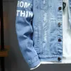 Herrenjacken EHMD Gestickte Patchwork-Jeansjacke Slim Fit Slim Cotton Line Print Hellblaues Hemd Taschendekoration Wild Youth Scratch T240109