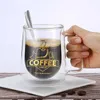 Canecas Novo 200mL / 300mL Caneca de parede dupla Canecas de escritório com isolamento térmico Caneca de café dupla Copo de vidro para bebidas Presentes de leite para amigos YQ240109